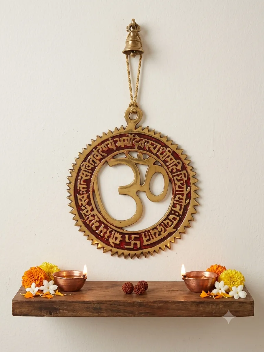 Brass Om Medallion Wall Hanging