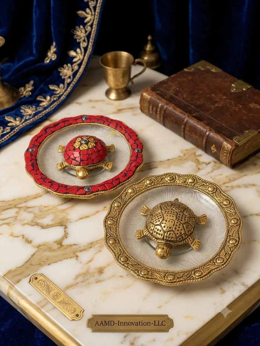 Gold Mosaic Tortoise on Plate