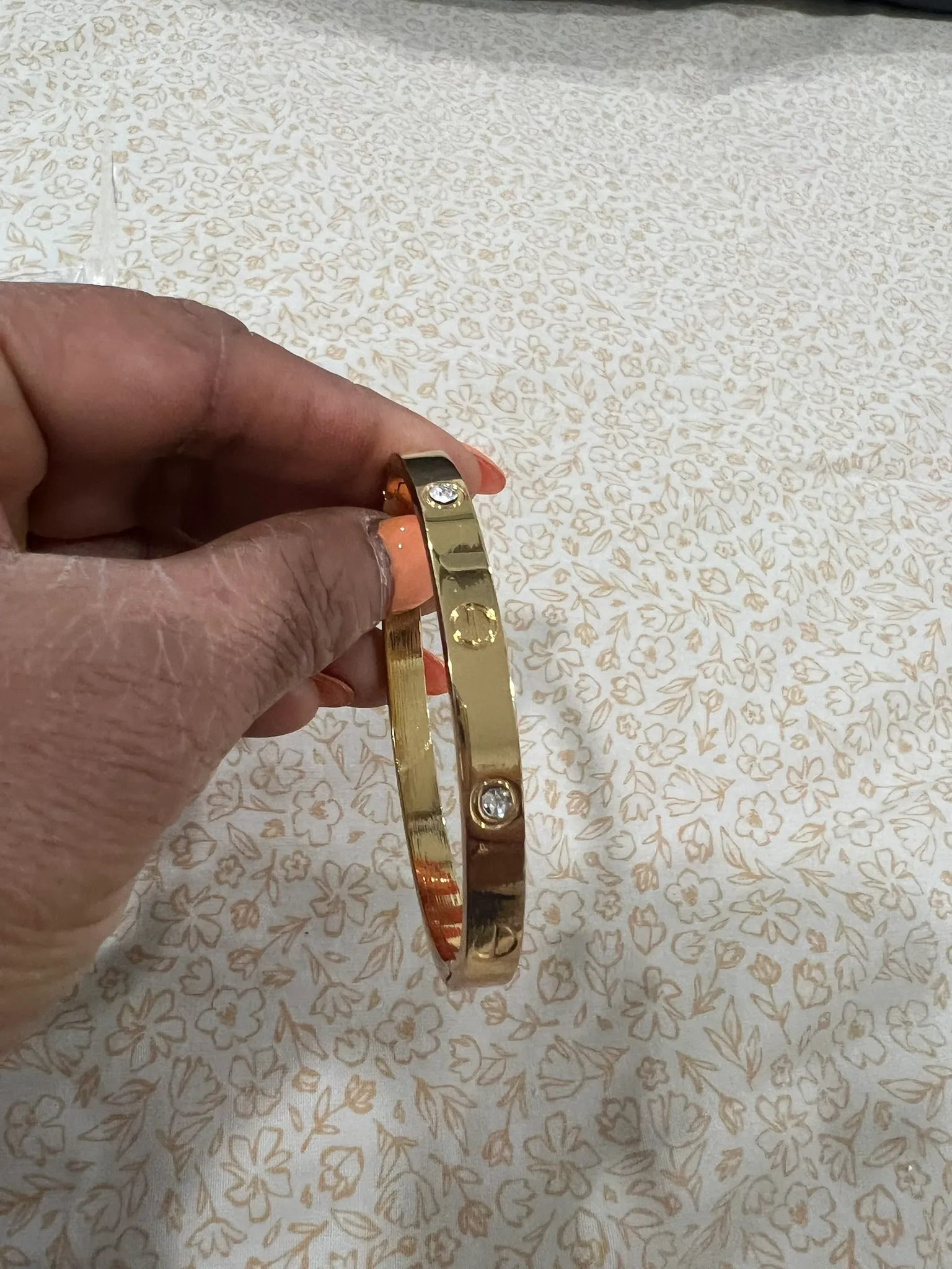 Gold Screw-Detail Bangle Bracelet