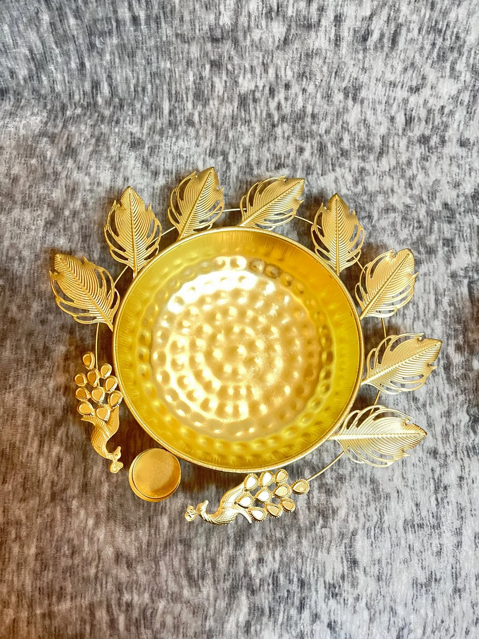 7-Inch Golden Urli with Peacock Design — view 3