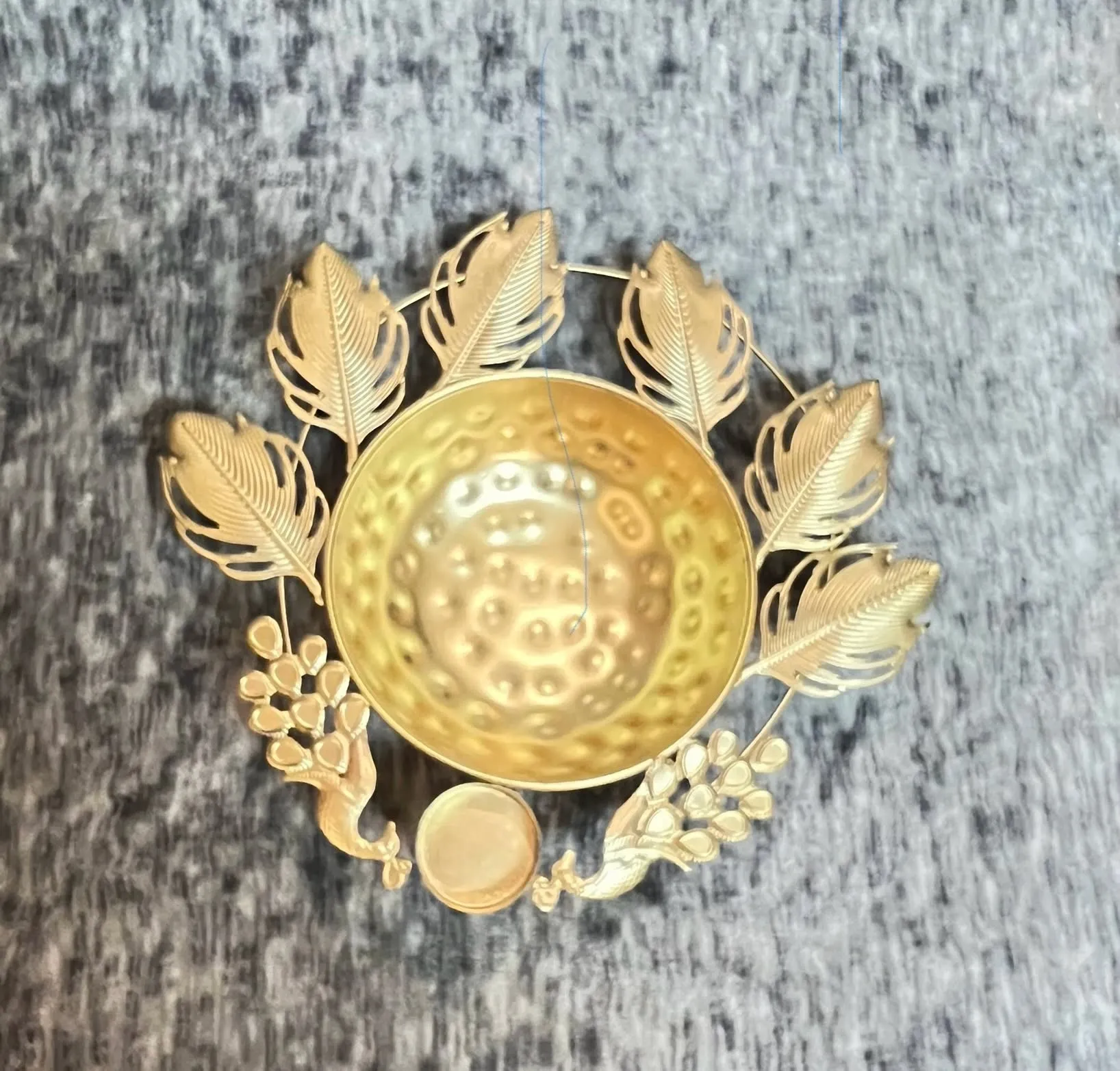 7-Inch Golden Urli with Peacock Design — view 4