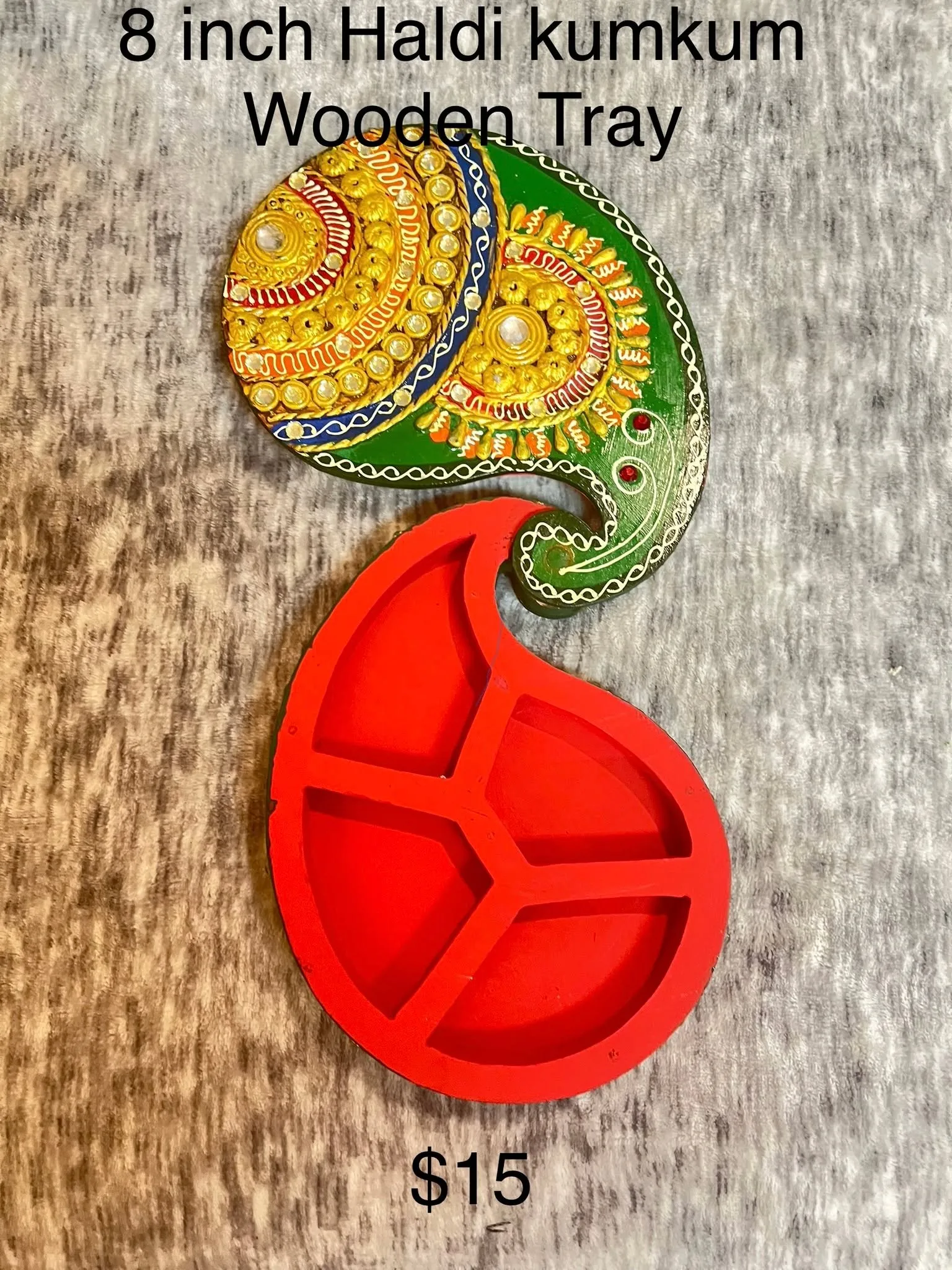 8-Inch Haldi Kumkum Wooden Tray