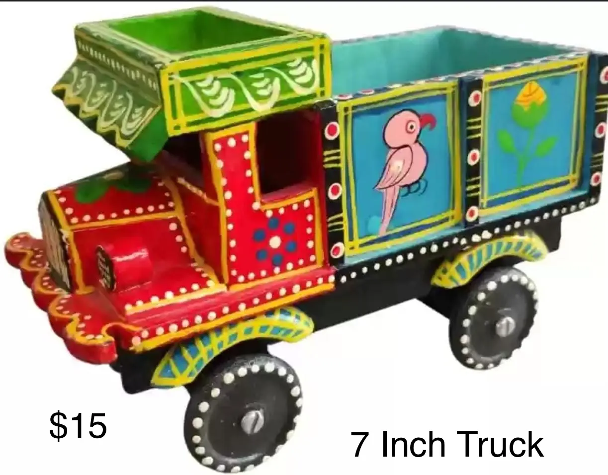 7-Inch Hand-Painted Wooden Truck