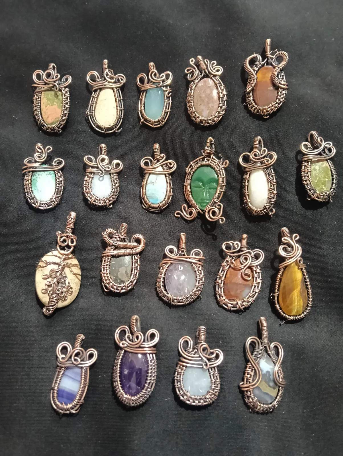 Wire-Wrapped Gemstone Pendants, Set 2