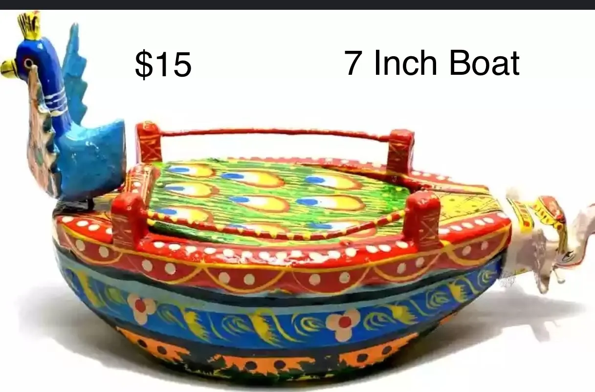 7-Inch Handcrafted Wooden Boat